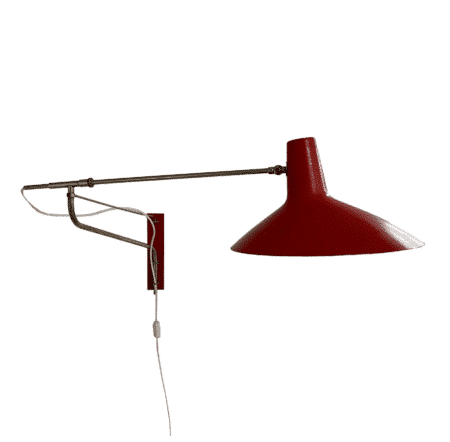 Red Wall Lamp with Swivel Arm by Artimeta, 1950s