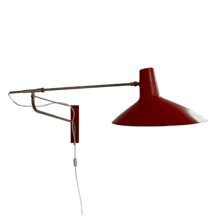 Red Wall Lamp with Swivel Arm by Artimeta, 1950s