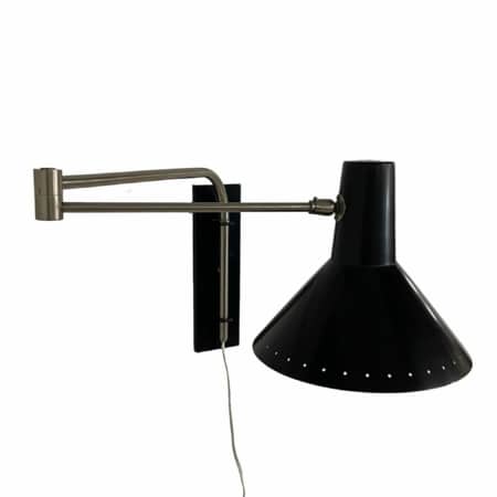Swing Arm Wall Lamp by Artimeta, 1950s | Black