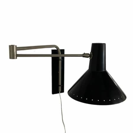 Swing Arm Wall Lamp by Artimeta, 1950s | Black