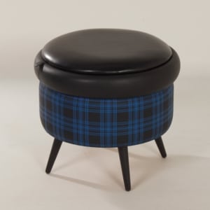 Vintage Pouf with Storage Space, 1960s | Blue Black Blocked Color