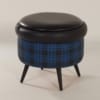 Vintage Pouf with Storage Space, 1960s | Blue Black Blocked Color