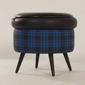 Vintage Pouf with Storage Space, 1960s | Blue Black Blocked Color