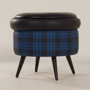 Vintage Pouf with Storage Space, 1960s | Blue Black Blocked Color