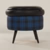 Vintage Pouf with Storage Space, 1960s | Blue Black Blocked Color