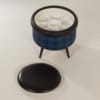 Vintage Pouf with Storage Space, 1960s | Blue Black Blocked Color