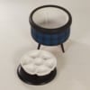 Vintage Pouf with Storage Space, 1960s | Blue Black Blocked Color