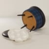 Vintage Pouf with Storage Space, 1960s | Blue Black Blocked Color