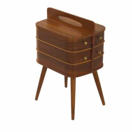 Danish Sewing Box in Teak with Brass Drawer Knobs, 1960s