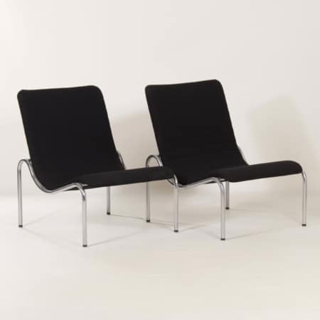 Set of Easy Chairs by Kho Liang Ie for Stabin-Bennis, 1960s | Black Ploeg Fabric