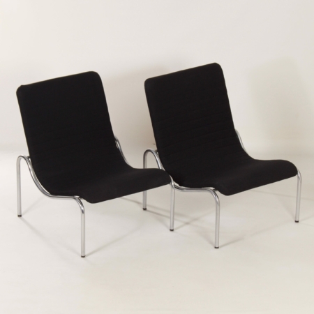 Set of Easy Chairs by Kho Liang Ie for Stabin-Bennis, 1960s | Black Ploeg Fabric