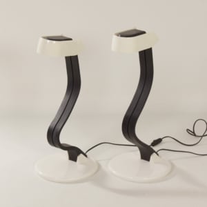 Pair of iGuzzini Snocky Table Lamps by Bruno Gecchelin, 1980s | Black and White