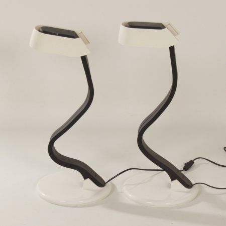 Pair of iGuzzini Snocky Table Lamps by Bruno Gecchelin, 1980s | Black and White