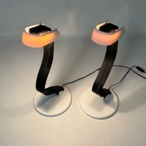 Pair of iGuzzini Snocky Table Lamps by Bruno Gecchelin, 1980s | Black and White