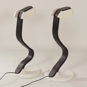 Pair of iGuzzini Snocky Table Lamps by Bruno Gecchelin, 1980s | Black and White