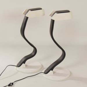 Pair of iGuzzini Snocky Table Lamps by Bruno Gecchelin, 1980s | Black and White
