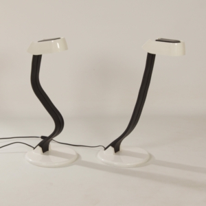 Pair of iGuzzini Snocky Table Lamps by Bruno Gecchelin, 1980s | Black and White