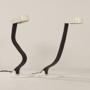 Pair of iGuzzini Snocky Table Lamps by Bruno Gecchelin, 1980s | Black and White