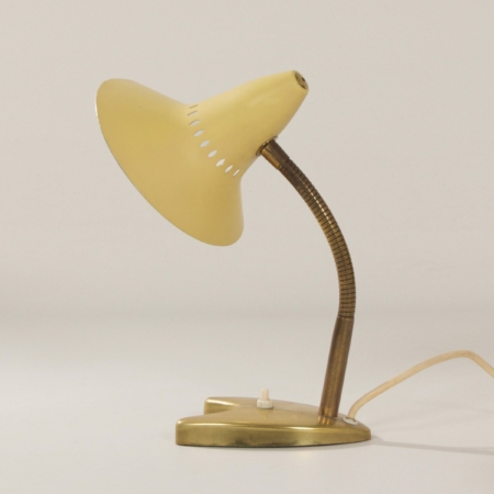 Yellow Desk Lamp with Brass Base, 1960s