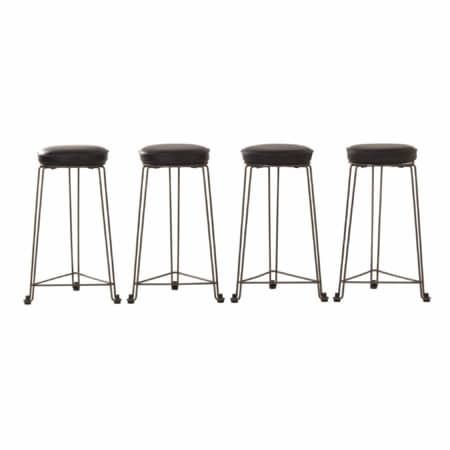 Tomado Stools by Jan van der Togt, 1930s - Upholstered with Black Leather