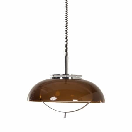 Pendant Lamp with Pull Handle by Dijkstra, 1970s | Brown Perspex