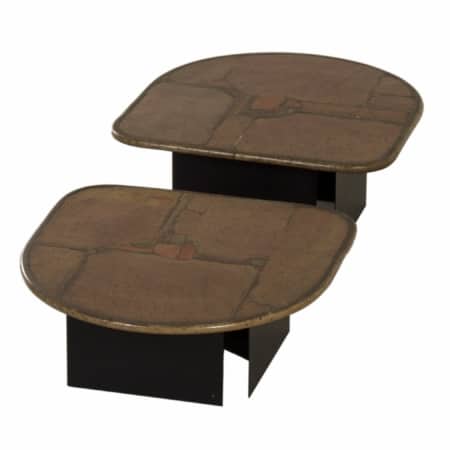 Brutalist Coffee Tables by Paul Kingma, 1993 | Red Brown Natural Stone