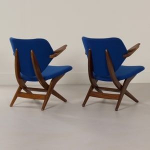 Pelican Armchairs by Louis van Teeffelen for Webe, 1960s | Set of Two Blue Armchairs