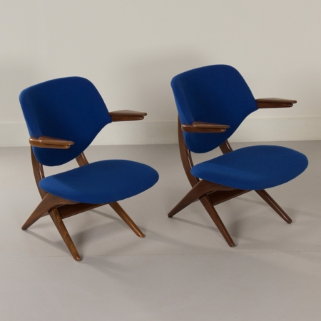 Pelican Armchairs by Louis van Teeffelen for Webe, 1960s | Set of Two Blue Armchairs