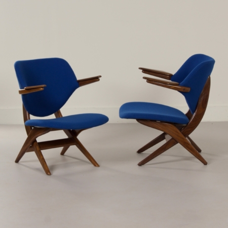 Pelican Armchairs by Louis van Teeffelen for Webe, 1960s | Set of Two Blue Armchairs