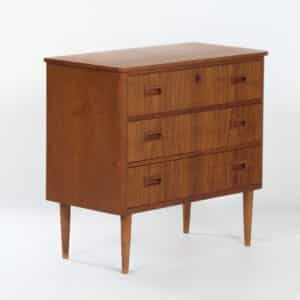 Vintage Danish Chest of Drawers with Three Drawers in Teak,1960s, 78x73x37 cm