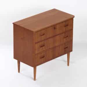 Vintage Danish Chest of Drawers with Three Drawers in Teak,1960s, 78x73x37 cm