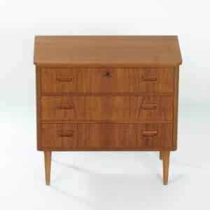 Vintage Danish Chest of Drawers with Three Drawers in Teak,1960s, 78x73x37 cm
