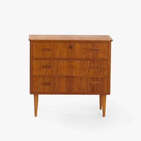 Vintage Danish Chest of Drawers with Three Drawers in Teak,1960s, 78x73x37 cm