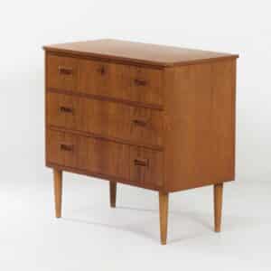 Vintage Danish Chest of Drawers with Three Drawers in Teak,1960s, 78x73x37 cm