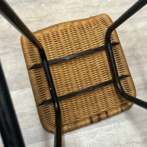 Bar stool with Rattan Seat and Black Frame by Rohé Noordwolde, 1970s