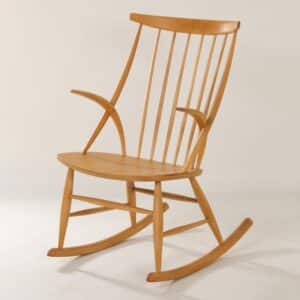 Danish rocking chair by Illum Wikkelso for Niels Eilersen, 1960s | Beech wood