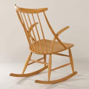 Danish rocking chair by Illum Wikkelso for Niels Eilersen, 1960s | Beech wood
