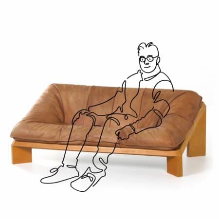 Oslo Two-seater sofa by Gerard van den Berg for Montis, 1970s | Brown Buffalo leather