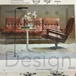 Leather 3-Seater Sofa by Andre Vandenbeuck for Strässle International, 1960s