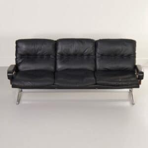Leather 3-Seater Sofa by Andre Vandenbeuck for Strässle International, 1960s