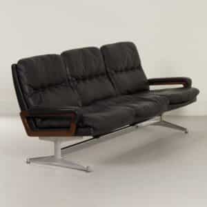 Leather 3-Seater Sofa by Andre Vandenbeuck for Strässle International, 1960s