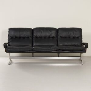 Leather 3-Seater Sofa by Andre Vandenbeuck for Strässle International, 1960s