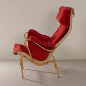Pernilla Chair by Bruno Mathsson for Dux, 1980s &#8211; Red Velours Upholstery