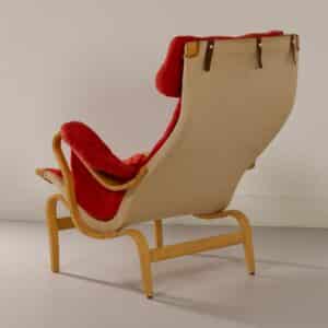 Pernilla Chair by Bruno Mathsson for Dux, 1980s &#8211; Red Velours Upholstery