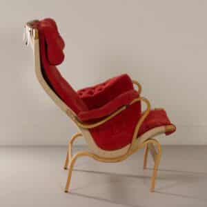 Pernilla Chair by Bruno Mathsson for Dux, 1980s &#8211; Red Velours Upholstery