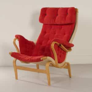 Pernilla Chair by Bruno Mathsson for Dux, 1980s &#8211; Red Velours Upholstery
