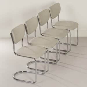 Tubular chairs 2011 by Toon De Wit for De Wit, 1950s | Set of 4 Reupholstered with New Ploeg fabric