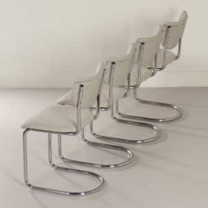 Tubular chairs 2011 by Toon De Wit for De Wit, 1950s | Set of 4 Reupholstered with New Ploeg fabric