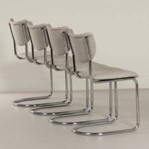 Tubular chairs 2011 by Toon De Wit for De Wit, 1950s | Set of 4 Reupholstered with New Ploeg fabric