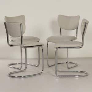 Tubular chairs 2011 by Toon De Wit for De Wit, 1950s | Set of 4 Reupholstered with New Ploeg fabric